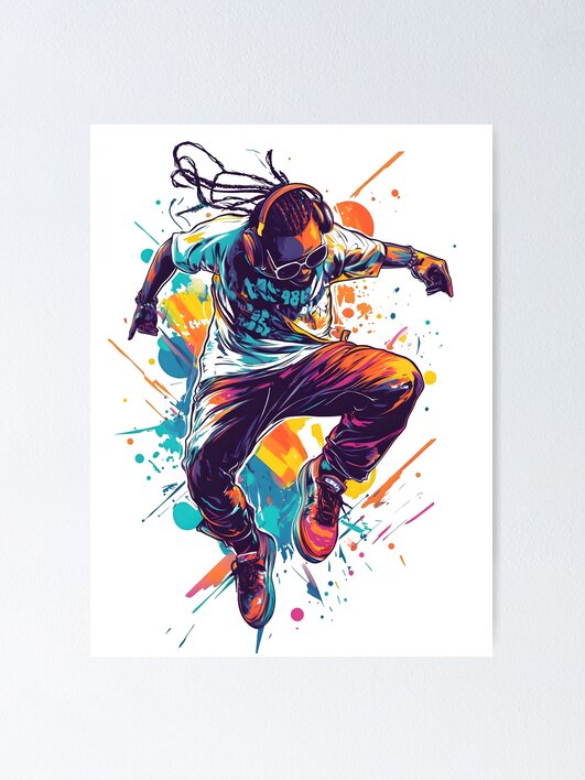 Rapper with Boombox Graffiti Art – Bold Urban Comic Design