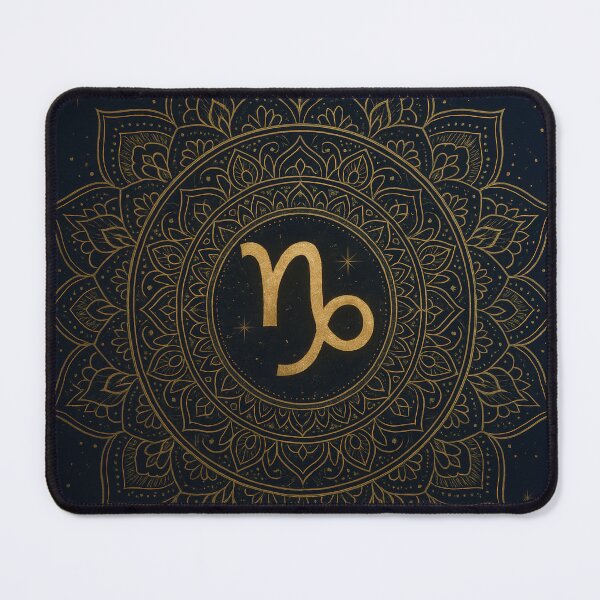 Item preview, Black and Gold Capricorn Mandala designed and sold by Cosmicly-Inked.