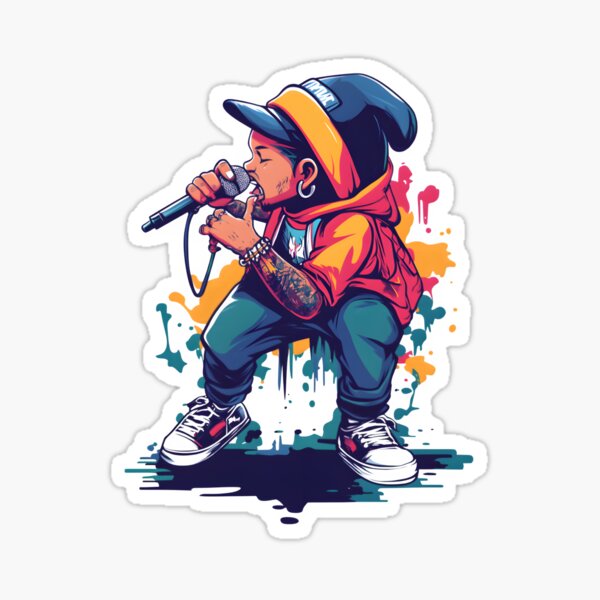Item preview, Cartoon Rapper with Microphone – Graffiti-Inspired Urban Character designed and sold by Ragil-Studio.