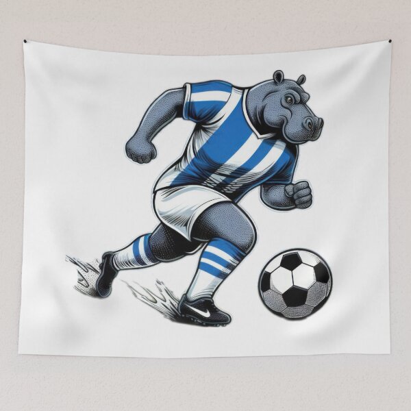 Item preview, football soccer hippopotamus with a football,Football Player ,soccer art,animal playing soccer designed and sold by Expressions-Sel.