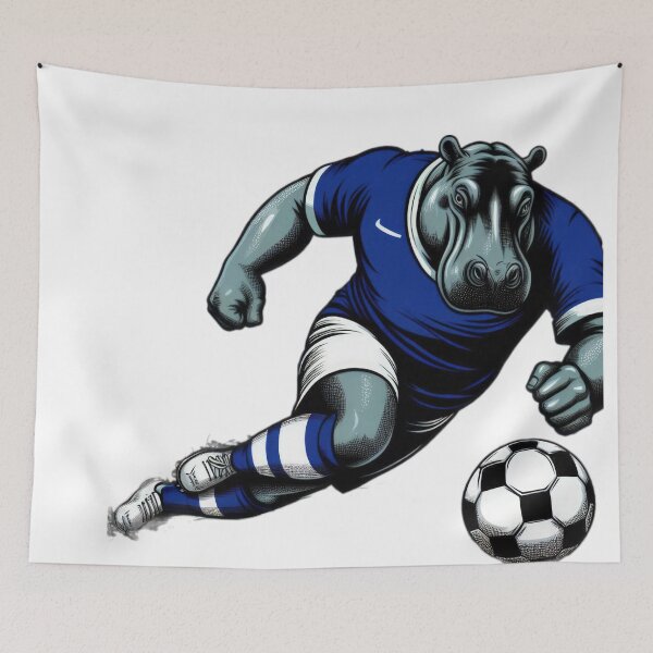 Item preview,  football soccer attacking hippopotamus  with a football,Football Player ,soccer art,animal playing soccer designed and sold by Expressions-Sel.
