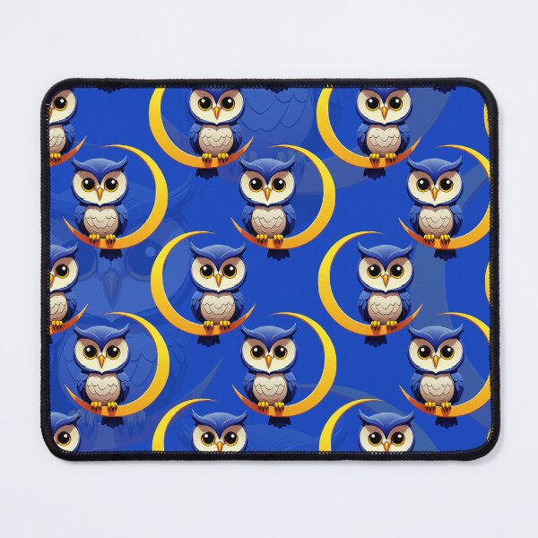 Item preview, Crescent Moon Owl Pattern - Blue  designed and sold by PatternTitan.