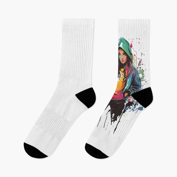Item preview, Graffiti Girl with Spray Can – Hip-Hop Street Character Design designed and sold by Ragil-Studio.