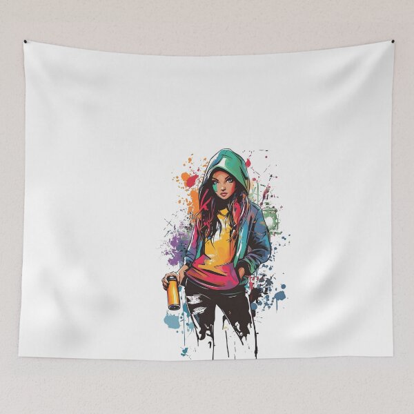Item preview, Graffiti Girl with Spray Can – Hip-Hop Street Character Design designed and sold by Ragil-Studio.