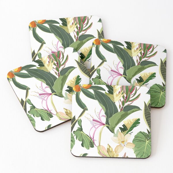 Item preview, Seamless pattern with Fortunella or Kumquat exotic fruits, Medinilla flowers, and exotic tropical leafs on a white background. designed and sold by MatyKotiv.