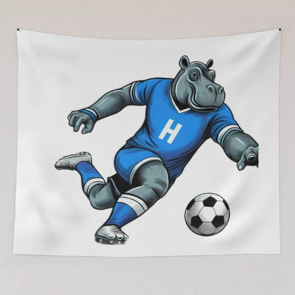 Item preview, football soccer hippopotamus with a football,Football Player ,soccer art,animal playing soccer designed and sold by Expressions-Sel.