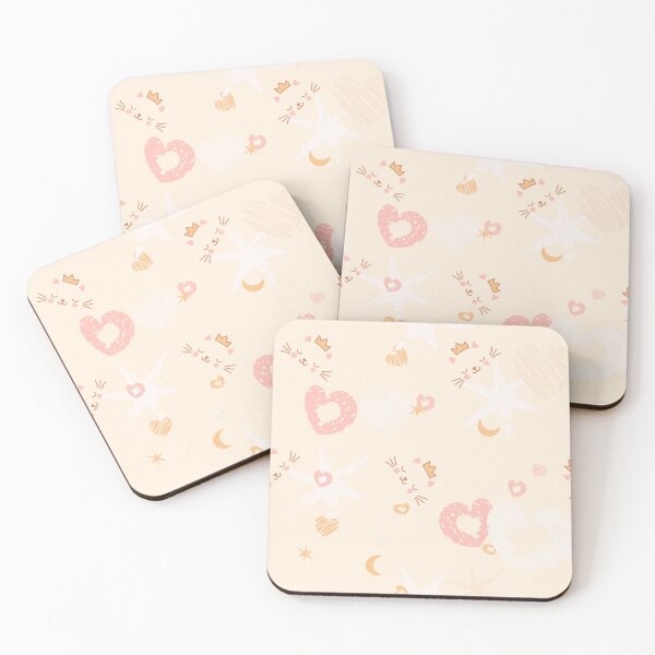Item preview, Boho seamless pattern pastel-colored hearts, stars, moons, and abstract scribble elements designed and sold by babanovaesha.