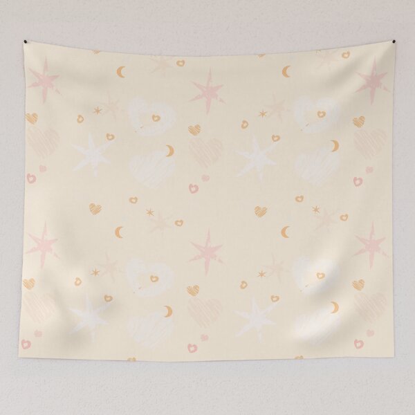 Item preview, pastel-colored hearts, stars, moons, and abstract scribble elements designed and sold by babanovaesha.