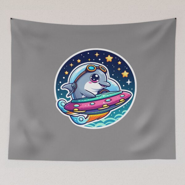 Item preview, UFO Cute Dolphin designed and sold by ArtistEmbrace.