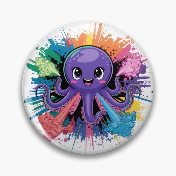 Item preview, Kawaii Purple Octopus Splash Art designed and sold by MadCatPrints.