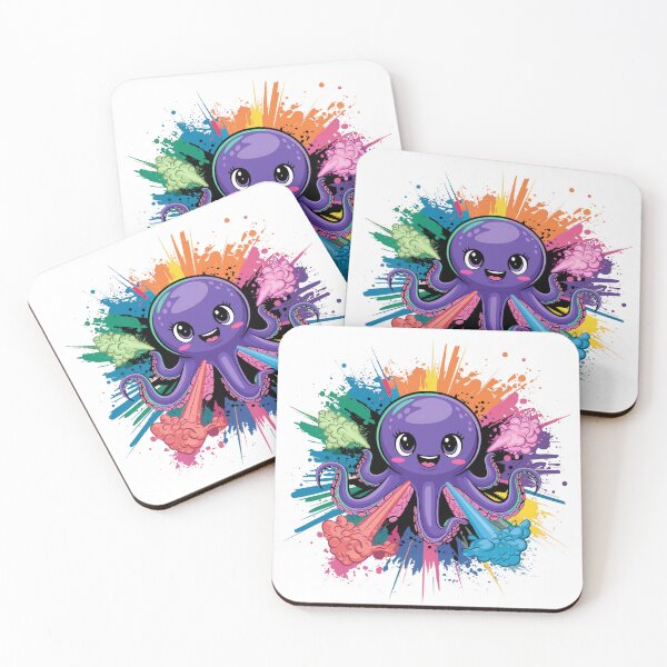 Item preview, Kawaii Purple Octopus Splash Art designed and sold by MadCatPrints.