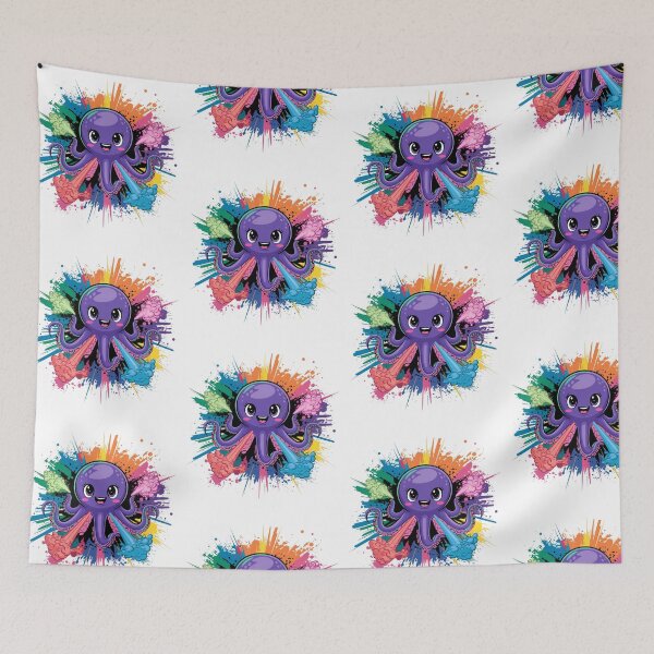 Item preview, Kawaii Purple Octopus Splash Art designed and sold by MadCatPrints.