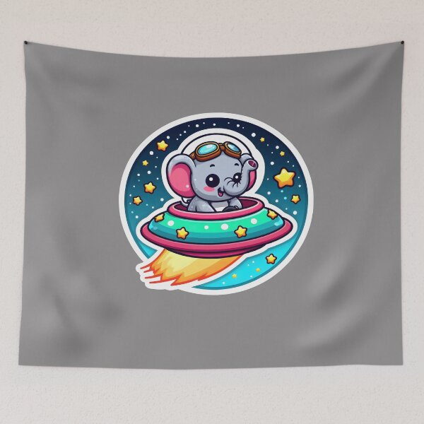 Item preview, UFO Cute Elephant designed and sold by ArtistEmbrace.