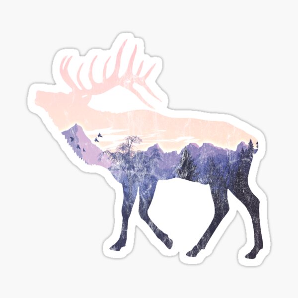 Hirsch Berge Used look Sticker