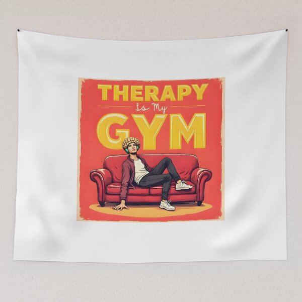 Item preview, Therapy is My Gym – 80s Style Mental Health Workout Design designed and sold by Power Within Prints.