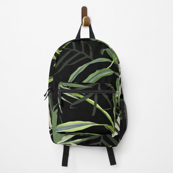 Item preview, Tropical seamless pattern. Bright Green Plants and leaves on black background. designed and sold by MatyKotiv.
