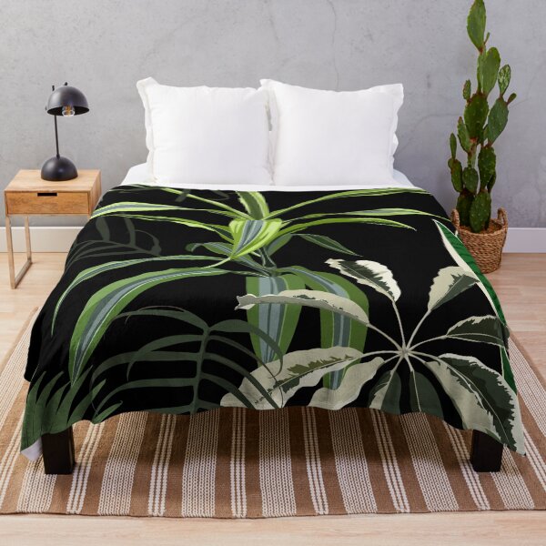 Item preview, Tropical seamless pattern. Bright Green Plants and leaves on black background. designed and sold by MatyKotiv.
