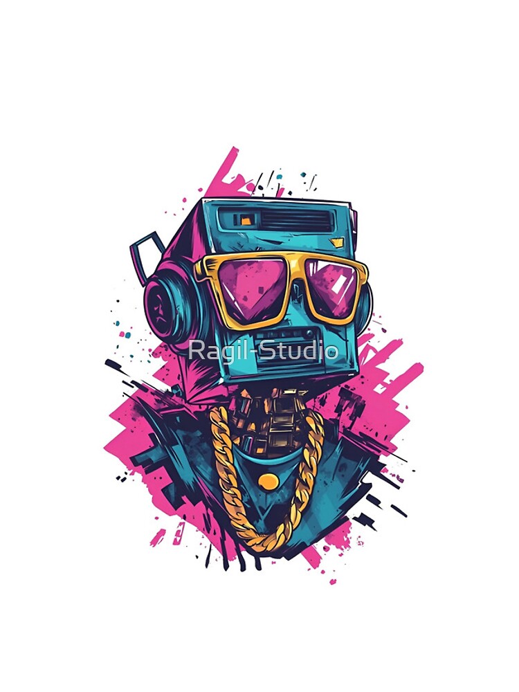 Thumbnail 4 of 4, iPhone Case, Robot Rapper Graffiti Style – Futuristic Hip-Hop Character Design designed and sold by Ragil-Studio.