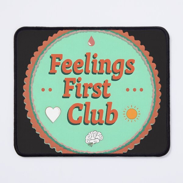 Item preview, Feelings First Club Retro Badge – Mental Health Awareness Design designed and sold by Power Within Prints.