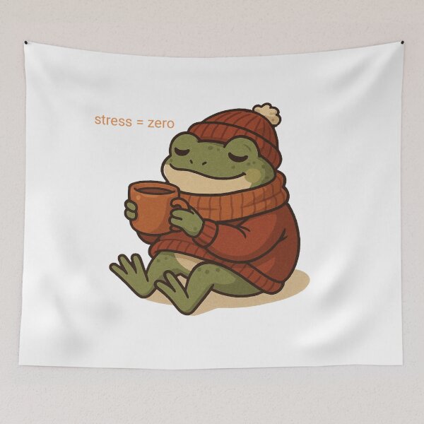 Item preview, Stress = Zero | Cute Relaxed Frog in Red Sweater designed and sold by Sara Raad.