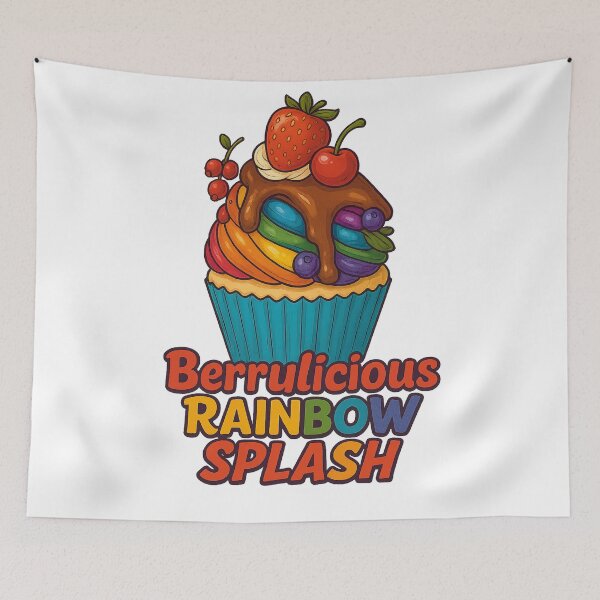 Item preview, Berrylicious Rainbow Splash – Cute Colorful Cupcake Dessert Art designed and sold by Asbiell.
