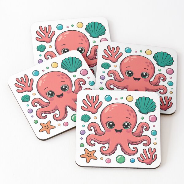 Item preview, Kawaii Pink Octopus designed and sold by MadCatPrints.