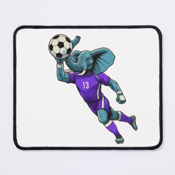 Item preview, football soccer purple elephant with a football,Football Player ,soccer art,animal playing soccer designed and sold by Expressions-Sel.