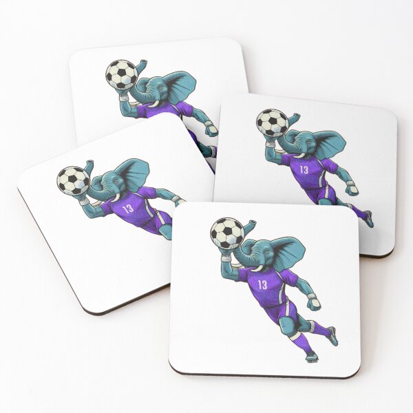 Item preview, football soccer purple elephant with a football,Football Player ,soccer art,animal playing soccer designed and sold by Expressions-Sel.