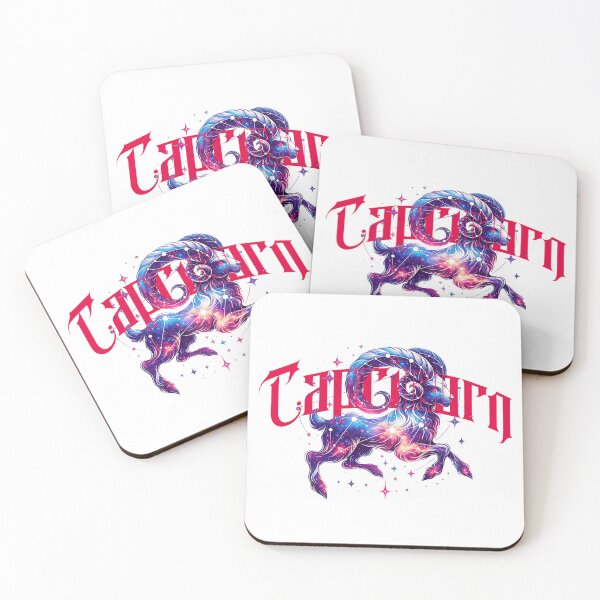 Item preview, Capricorn Zodiac Art – Cosmic Goat with Gothic Typography designed and sold by NSB-Design.