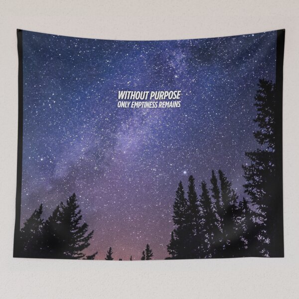 Item preview, Starry Reddish-Purple Night Sky with Inspiring Quote: "Without Purpose, Only Emptiness Remains" – Cosmic Nature Art designed and sold by knalpot-design.