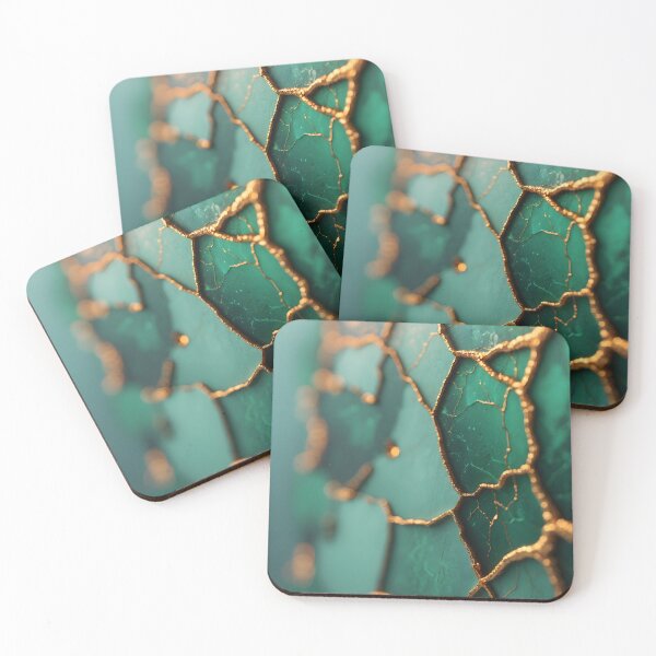 Item preview, Jade Green Kintsugi Cracked Veins – Modern Abstract Art by LaLi Designs designed and sold by LaLi-Designs.