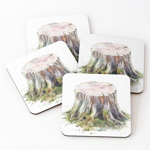 Item preview, Watercolor Tree Stump Sticker – Mossy Forest Cutout designed and sold by EmeraldeaArt.