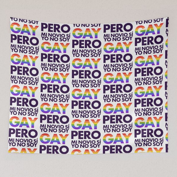 Item preview, I'm Not Gay But My Boyfriend Is - Funny Spanish LGBTQ+ Quote designed and sold by ZhivanCrimson.