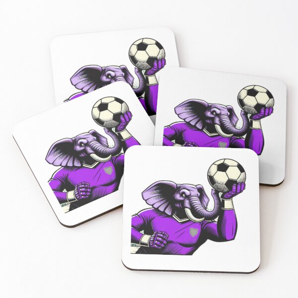 Item preview, football soccer purple elephant with a football,Football Player ,soccer art,animal playing soccer designed and sold by Expressions-Sel.