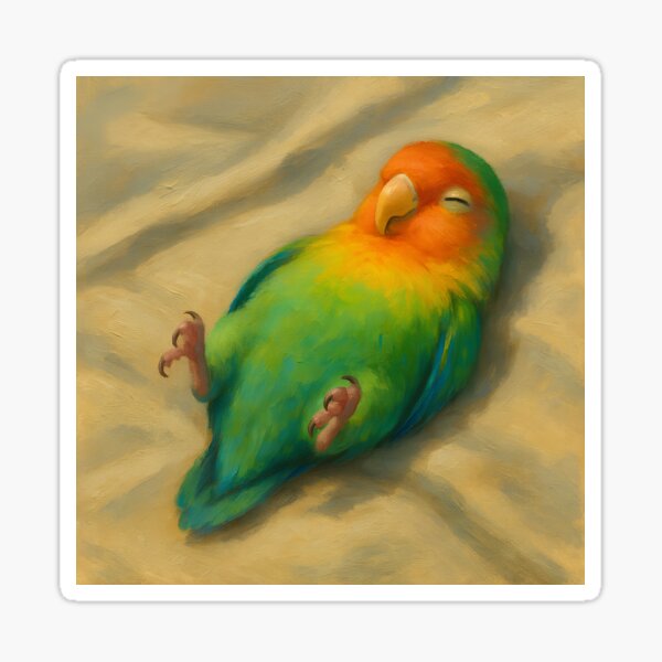 Item preview, Sleeping Lovebird on Soft Fabric designed and sold by BellyUpHesotenAnimals.