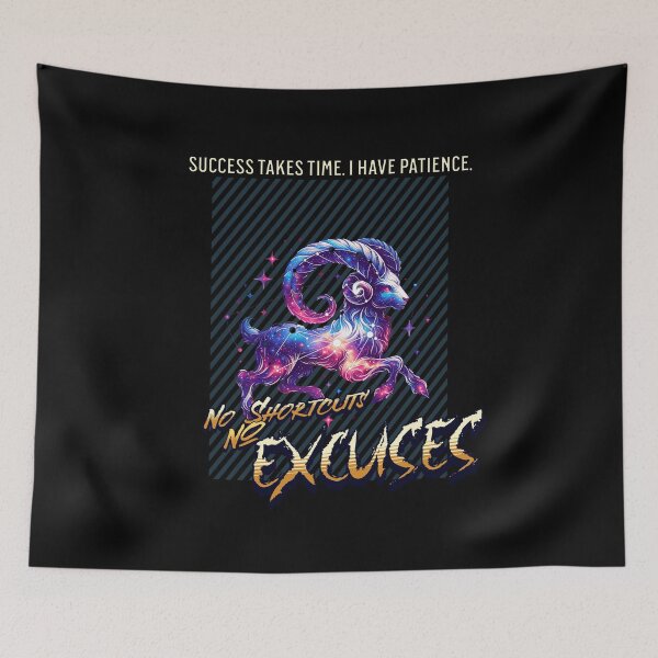 Item preview, No Shortcuts No Excuses – Capricorn Galaxy Motivational Art designed and sold by NSB-Design.