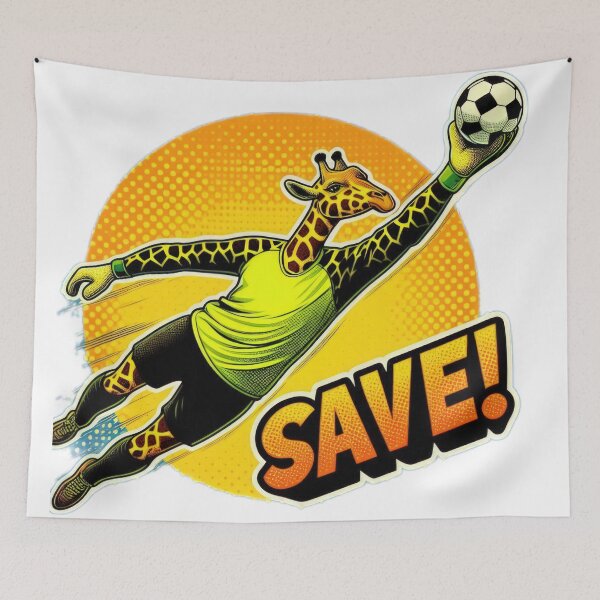 Item preview, football soccer giraffe goalkeeper with a football,Football Player ,soccer art,animal playing soccer designed and sold by Expressions-Sel.