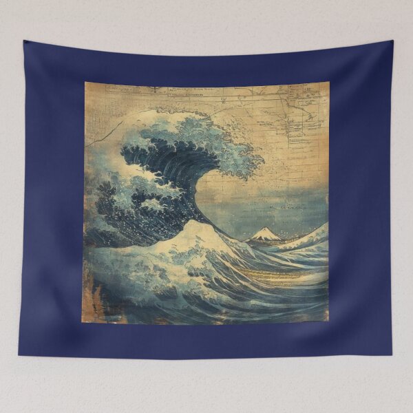 Item preview, beautiful vintage design tsunami drawing designed and sold by NivyasArtistry.