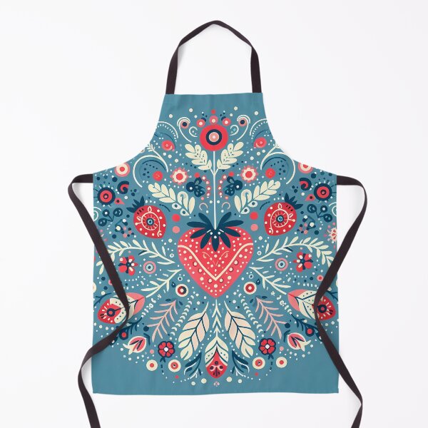 Artikelvorschau, Skandinavische Volkskunst: Erdbeersommer – Kreisförmiges Erdbeermuster von heidiannemorris © entworfen und verkauft von FOLK ART FUSION by heidiannemorris.