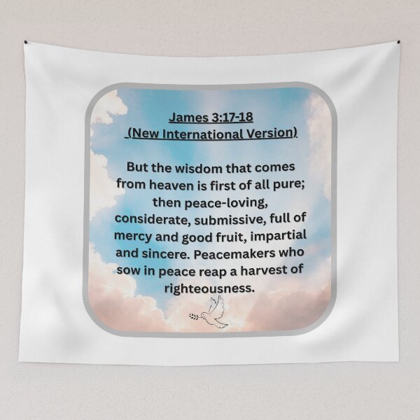 Item preview, NIV Bible verse James 3: 17-18 designed and sold by ClickATee Store .