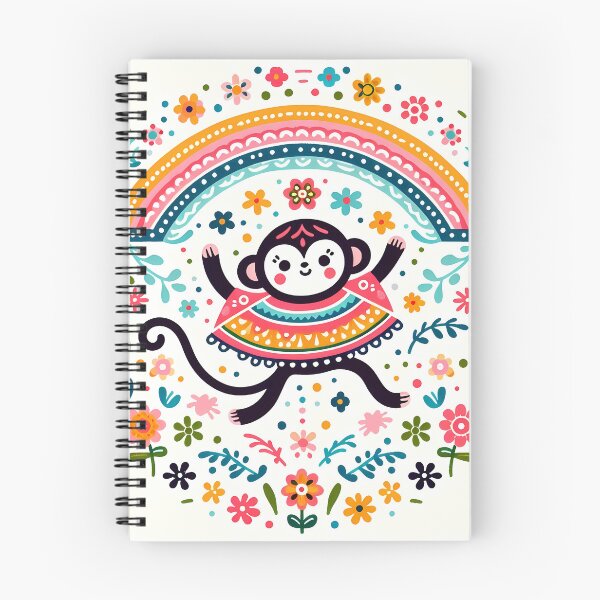 Item preview, Cute Monkey in a Rainbow Poncho - Scandinavian Folk Art by heidiannemorris © designed and sold by FOLK ART FUSION by heidiannemorris.