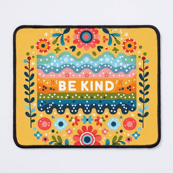 Item preview, Patterned BE KIND Message with Scandinavian Flowers - Scandinavian Folk Art by heidiannemorris © designed and sold by FOLK ART FUSION.