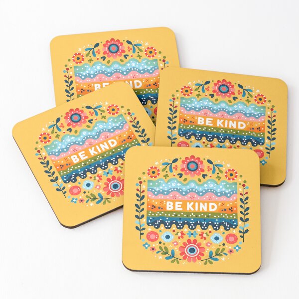 Item preview, Patterned BE KIND Message with Scandinavian Flowers - Scandinavian Folk Art by heidiannemorris © designed and sold by FOLK ART FUSION by heidiannemorris.