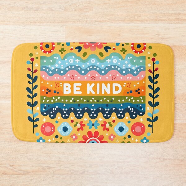 Item preview, Patterned BE KIND Message with Scandinavian Flowers - Scandinavian Folk Art by heidiannemorris © designed and sold by FOLK ART FUSION by heidiannemorris.