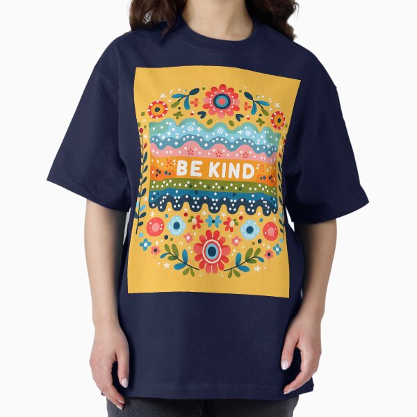 Item preview, Patterned BE KIND Message with Scandinavian Flowers - Scandinavian Folk Art by heidiannemorris © designed and sold by FOLK ART FUSION by heidiannemorris.