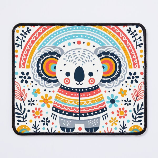 Item preview, Cute Folk Koala with Rainbow and Flowers - Scandinavian Folk Art by heidiannemorris © designed and sold by FOLK ART FUSION by heidiannemorris.