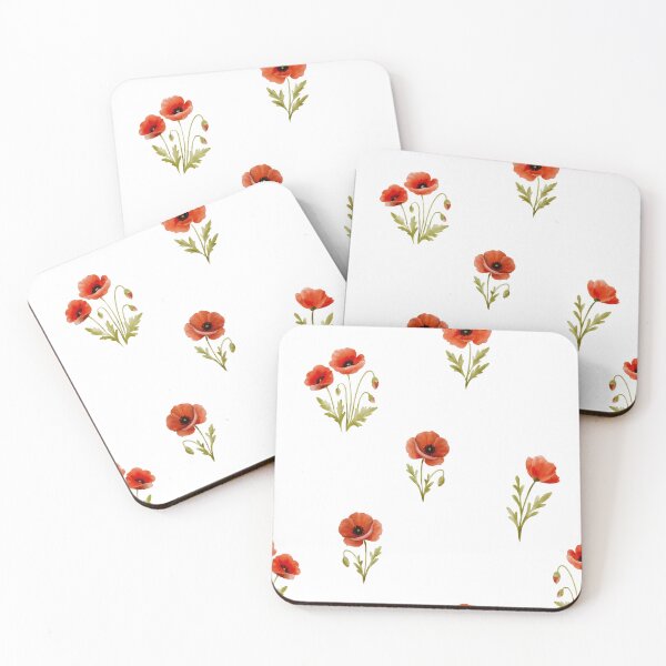 Item preview, Watercolor pattern with vibrant red poppies, delicate floral artwork, botanical elegance, seamless nature-inspired textile and print design designed and sold by ArtPetrenko90.