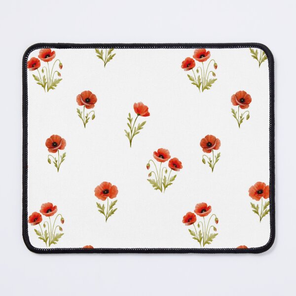 Item preview, Watercolor pattern with vibrant red poppies, delicate floral artwork, botanical elegance, seamless nature-inspired textile and print design designed and sold by ArtPetrenko90.