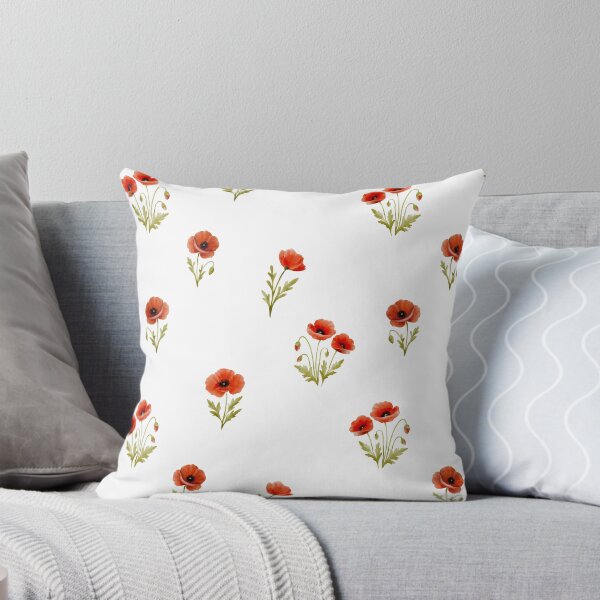 Item preview, Watercolor pattern with vibrant red poppies, delicate floral artwork, botanical elegance, seamless nature-inspired textile and print design designed and sold by ArtPetrenko90.