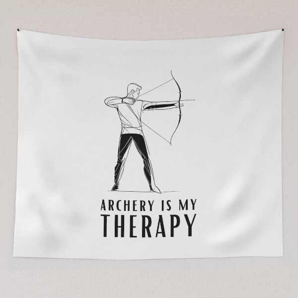 Item preview, Archery is My Therapy - Male Archer Line Art designed and sold by ShadowAndSlate.